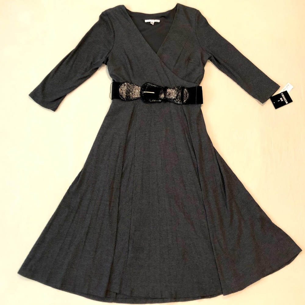 Belted 3/4 Length Sleeve Dress